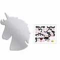 3D Acryl Einhorn Spiegel Wandtattoo mit DIY niedlichen Ausdruckstickern, selbstklebend. - Einhorn / S