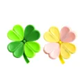 Cute clover magnetic sealing clip and fridge magnet set, variant color food bag clips. - Green + Yellow