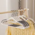 Non-slip widening plastic clothes hangers with 360-degree swivel hook, heavy duty - Double Position Style / Quiet Grey