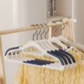 Non-slip plastic clothes hangers wide shoulder heavy duty clothing hangers for closet - Double Position Style / Norway Blue