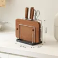 Support de couteau de cuisine et rangement de planche à couper multifonctionnel métal bois - Support de Couteau de Bureau