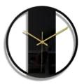 Horloge murale ronde minimaliste moderne avec cadre noir et aiguilles dorées, décor acrylique. - CC308 / Noir