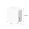 Wall-mounted paper towel dispenser, white modern bathroom tissue box with dimension specs - White