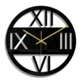 Vue détaillée de l'horloge murale moderne en acrylique noir avec élégantes aiguilles dorées. - CC311 / Noir