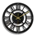 Moderne horloge murale en acrylique noir 3D avec chiffres romains et aiguilles dores. - CC313 / Noir