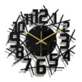 Horloge Murale Moderne 3D En Acrylique Noir Design Géométrique Abstrait Doré Déco - CC315 / Noir