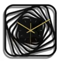 Horloge murale moderne en acrylique noir avec design géométrique en spirale et aiguilles dorées. - CC319 / Noir
