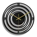 Horloge murale noire 3D en acrylique design minimaliste abstrait avec aiguilles or - CC320 / Noir