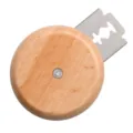 Cuchilla para pan redonda estilo UFO de madera de peral con hoja de acero inoxidable - Estilo de madera de haya + 5 hojas