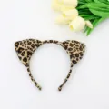 Serre-tête oreilles de chat imprimé léopard chic en peluche pour fête cosplay costume - Imprimé Léopard