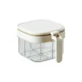 Caja de condimentos transparente de cuatro compartimentos con tapa y asa de cocina. - Multicompartimento blanco