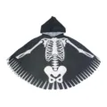 Cape à capuche noire avec motif squelette pour fête d'Halloween adultes et enfants - Cape à capuche - Noir avec squelette blanc