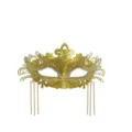 Gold Rhinestone Masquerade Mask Half Face Tassel Party Prom Mask Retro Face Ornament - Tassel Mask - Gold