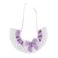 Cute lace pet collar with purple bow and polka dots, perfect cat and dog fashion accessory. - Purple