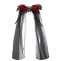 Halloween feather mesh cape gothic witch cosplay shawl black red stage performance props - Red