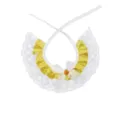 Yellow polka dot pet bib with white lace, cute cat dog collar scarf accessory variant. - Carrot / Gold Polka Dots