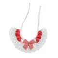 Cute pet lace collar with red polka dot ruffles and gingham bow for cats and dogs fashion. - Red