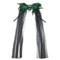 Halloween black feather lace shawl witch gothic costume party performance accessory lovely - Green