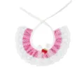 Cute pink polka dot pet bib with white lace trim and ribbon ties for dogs variant - Red Cherry / Pink Polka Dot