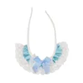 Cute blue polka dot pet lace collar with bowknot, sweet puppy and cat bib accessory. - Blue