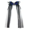 Zwarte veren tule cape heks cosplay sjaal halloween kostuum accessoire podiumkleding. - Blauw