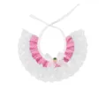 Pink polka dot pet bib with white lace ruffles and cute strawberry charm, cat and dog collar. - Light Pink Strawberry / Pink Polka Dot