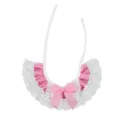 Cute pink polka dot pet lace collar with gingham bow, cotton kitten puppy decorative bib. - Pink