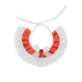 Red polka dot pet bib with white lace and strawberry detail, cute dog cat collar accessory. - Red Strawberry / Red Polka Dot