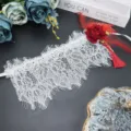 Sexy white lace blindfold eye mask with red rose feather for party costume dress up. - White