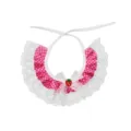 Pink polka dot pet bib with white lace ruffles and cute strawberry charm, ideal for cats and dogs. - Red Strawberry / Rose Red Polka Dot