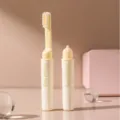 Cepillo de dientes plegable de viaje portátil cerdas suaves amarillo diseño compacto - Blanco Crema