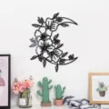 Schwarze Acryl Mondsichel Blumen Wandaufkleber Detail, moderne 3D Heimdekoration Ästhetik. - S / Schwarz