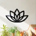 Black acrylic mirror lotus wall sticker abstract flower home decor wall art decal - Black Size L / JM1093:2mm