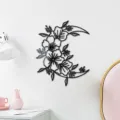 3D floral crescent moon acrylic mirror wall sticker, stylish self-adhesive home decor detail. - Black Size L / JM1086:2mm