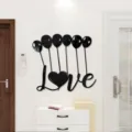 3D acrylic mirror wall sticker featuring Love design, perfect for home decor and living room. - Size L / Black