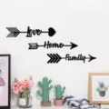3D acrylic mirror wall stickers, arrow design with love home family words for home decor. - Black Size L / JM1088:2mm