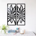 3D acrylic mirror wall sticker set, modern black leaf art decor for living room. - Black Size S / JM1079:2mm