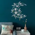 3D Acryl Spiegel Wandaufkleber Blumen Mond Design Heimtextilien Wandkunst Silber Art - S / Silber