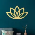 3D Lotus Acryl Spiegel Wandaufkleber goldene Blume Heimtextilien Detailansicht schön - 2 mm Dicke - S / Gold