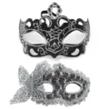 Ensemble de masques de bal masqué, paillettes noires et papillon en dentelle pour fête. - Couronne papillon - Ensemble noir et argent