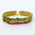 Kleurrijke festival choker halsketting met pailletten voor dames, stijlvol sieraden accessoire. - Eén maat / Chokerketting / Paars/Groen/Goud (Mardi Gras Choker)