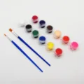 Set de pintura acrílica 12 colores con pinceles para niños arte DIY y manualidades - Conjunto de Pintura y Pinceles de 12 Colores
