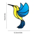 Stained glass hummingbird suncatcher detail, colorful acrylic hanging ornament craftsmanship. - TYU016A / Hemp Rope + Traceless Hook