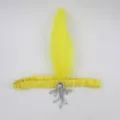 1920s vintage yellow feather headband with silver beaded tassel for Gatsby party costume. - Silver Beads - Yellow Elastic Band
