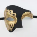 Venetiaans heren masker masquerade fantoom opera half gezicht vintage kostuum halloween - Fantoom - Zwart goud
