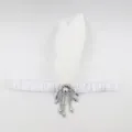 1920s Gatsby Feather Headband White Flapper Hair Accessory with Silver Beaded Tassel for Party - Silver Beads - Roman White Headband