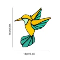 Stained glass acrylic hummingbird suncatcher detail shot showing 15x14cm size and vivid colors. - TYU015C / Hemp Rope + Traceless Hook
