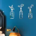 3D Acryl Spiegel Wandaufkleber kreative Vase Blumen Wanddekoration selbstklebende Wand - 2 mm Dicke - S / Silber