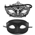Ensemble de Masques Noir Venise Strass Metal Decoupe Laser et Paillettes Fete Mascarade - Ensemble fer noir beauté flèche