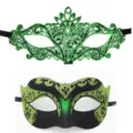 Green masquerade mask glitter lace party mask set, elegant festival costume accessory for women. - Jazz Lily Green Set